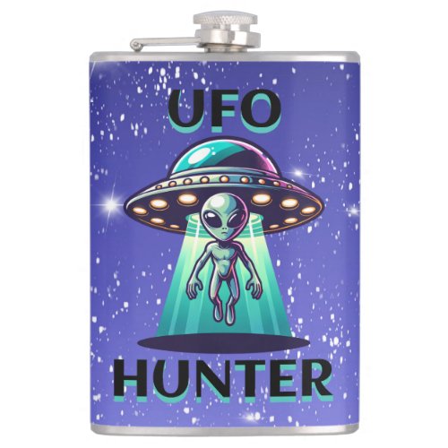  Ai Art with UFO Beaming up an Alien  UFO Hunter Flask