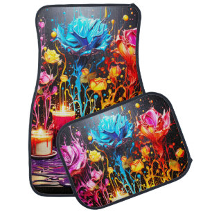 Ai Artsy Flower Design Car Floor Mat