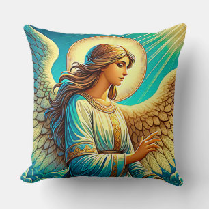 AI Beautiful Angel Expressionist Effect  Throw Pillow