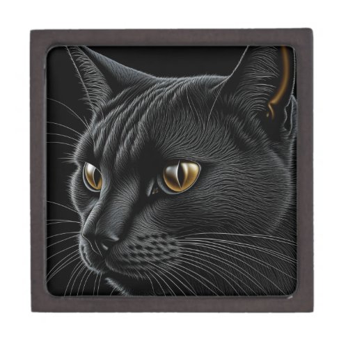AI Black Cat with Yellow Eyes Gift Box