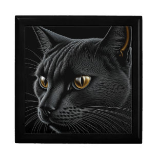 AI Black Cat with Yellow Eyes Gift Box
