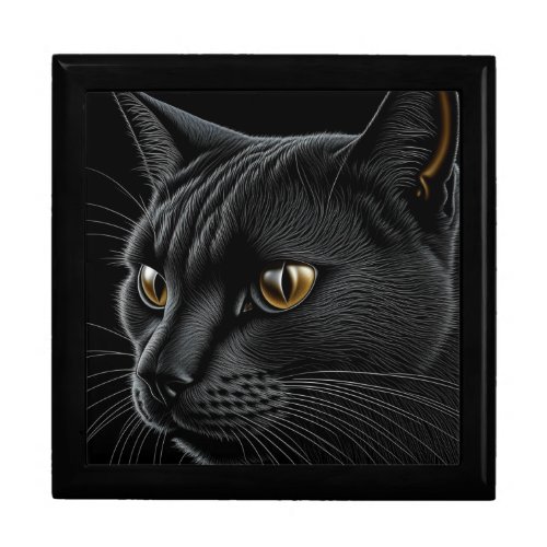 AI Black Cat with Yellow Eyes Gift Box