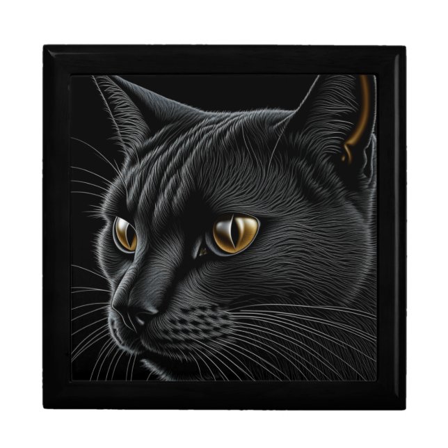 AI Black Cat with Yellow Eyes Gift Box (Front)