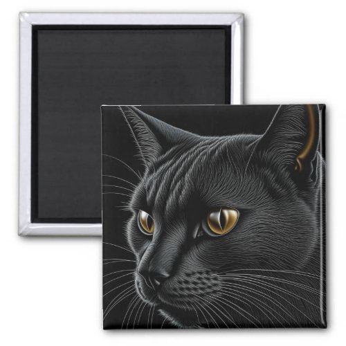 AI Black Cat with Yellow Eyes Magnet