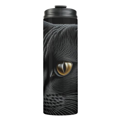 AI Black Cat with Yellow Eyes Thermal Tumbler