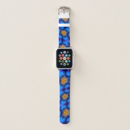 Ai Blue Flower Pattern Apple Watch Band
