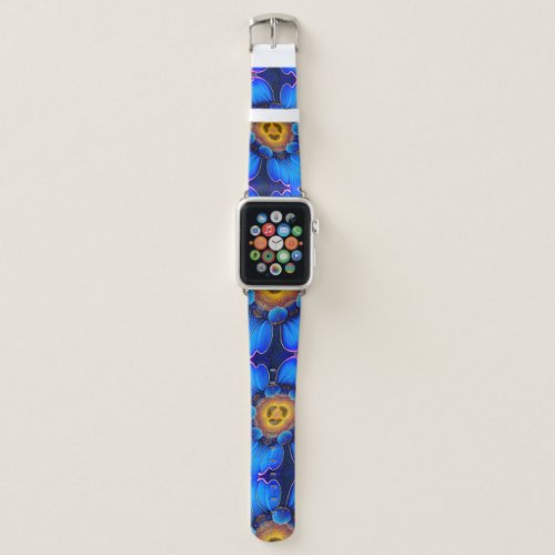 Ai Blue Flower Pattern Apple Watch Band