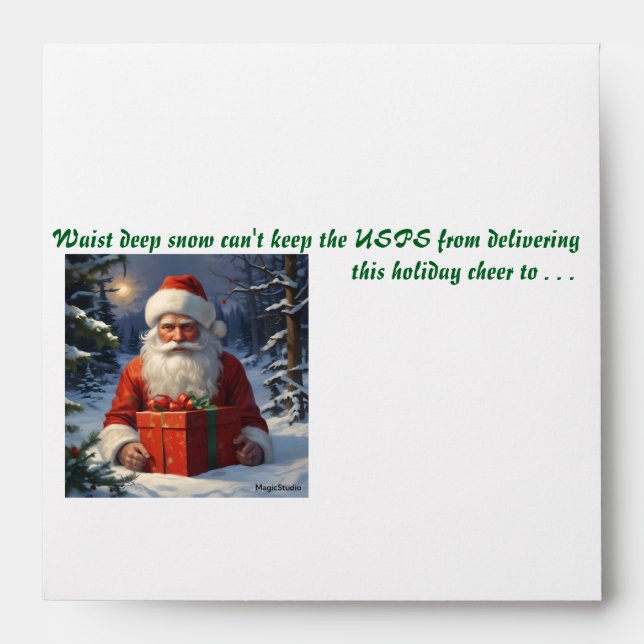 AI Buried Santa Holiday Cheer Delivery Envelopes (Front)