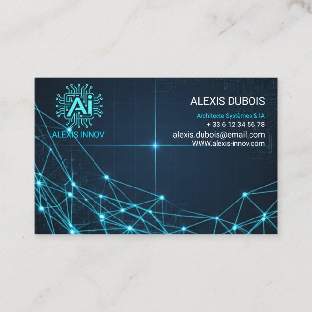 AI Business Card, Robotics Futuristic Technology Card (Front)