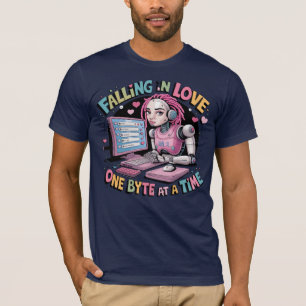Ai Chatbot Memes Falling In Love One Byte ata Time T-Shirt