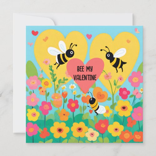Ai created Cute Bee My Valentine Valentineâs Day  Holiday Card