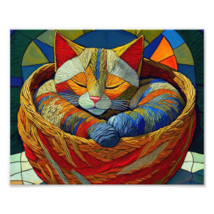 AI Cubism Cat Photo Enlargement Print