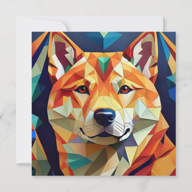 AI Cubism Dog Holiday Card (Front)