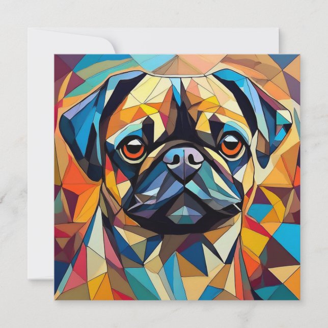 AI Cubism Dog Holiday Card (Front)