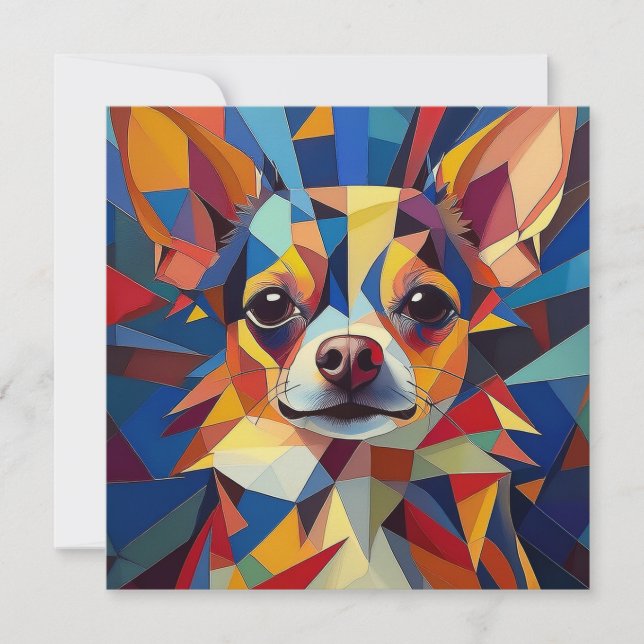 AI Cubism Dog Holiday Card (Front)