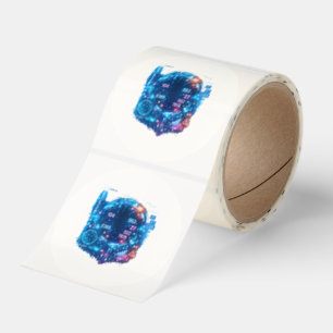 AI Cyber Circuit Stickers – Futuristic Tech Head