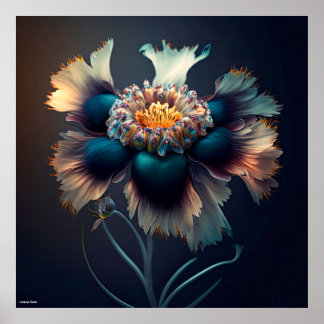 AI design phantasy corn flower dark wall art on