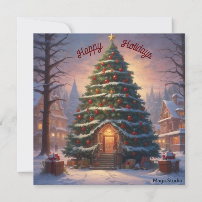 AI Downloadable Door in a Christmas Tree Card (Front)