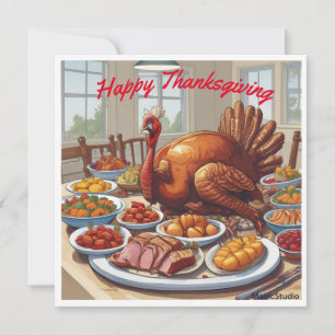 AI Downloadable Turkey Dinner Thanksgiving Card