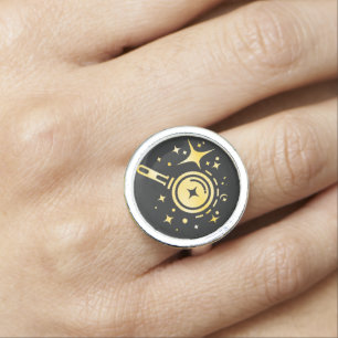 AI emblem Sparkle stars, beacon of the digital era Ring