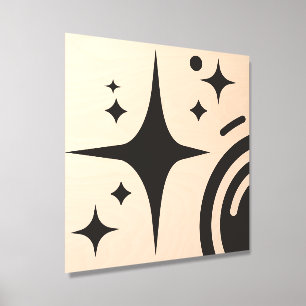 AI emblem Sparkle stars, beacon of the digital era Wood Photo Tile