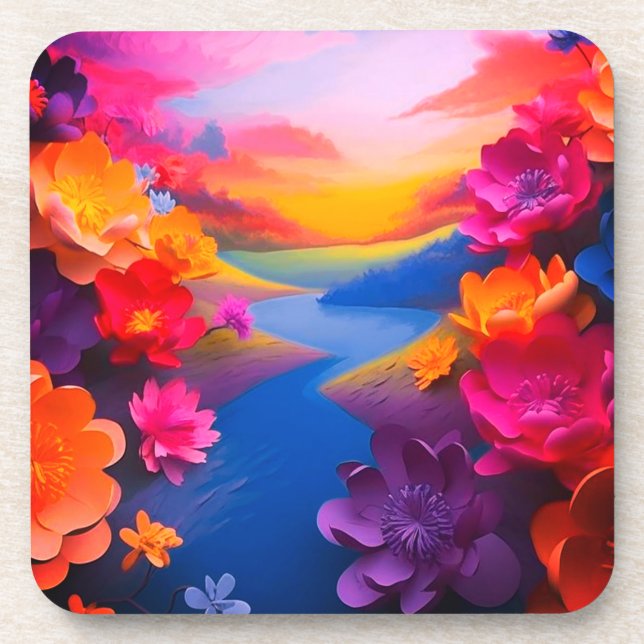 Ai Flowers Beverage Coaster (Front)