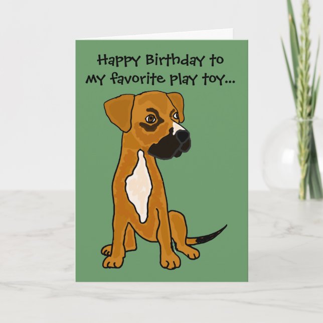 AI- Funny Boxer Mix Birthday Card (Front)