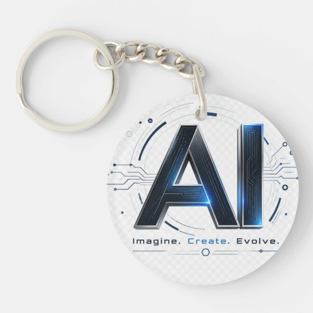 AI Future Logo: Imagine. Create. Evolve Keychain (Front)