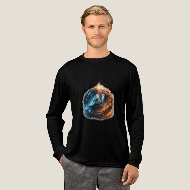 AI Future – Tech Evolution vs Collapse Logo Tri-Blend Shirt (Full Front)