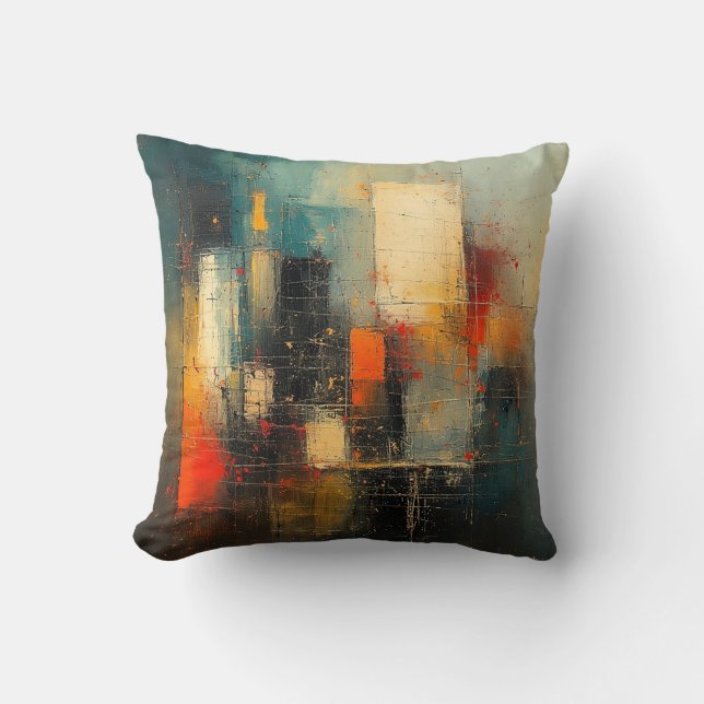 Ai generated abstract and resilient city throw pillow (Front)