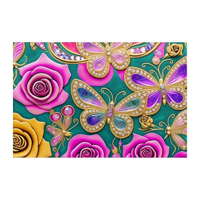 AI Generated Art - Butterflies and roses art décor (Front)