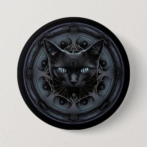 AI Generated Art Dark Gothic Black Cat Button