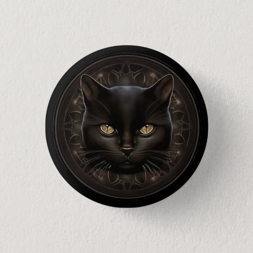 AI Generated Art Gothic Black Cat Pin Button