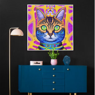 AI Generated Artsy Mystical Spiritual Cat Poster