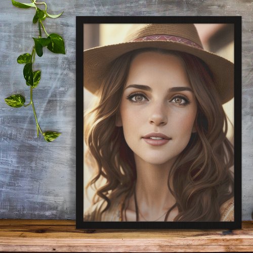 AI Generated Beautiful Bohemian Woman Portrait Poster