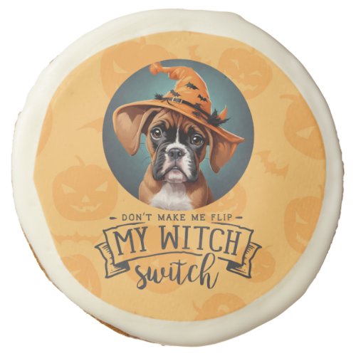 AI generated Boxer Halloween Witch Sugar Cookie