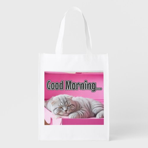 AI_Generated Cat 01 Good morning Grocery Bag