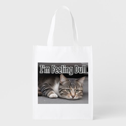 AI_Generated Cat 01 Im feeling dull Grocery Bag
