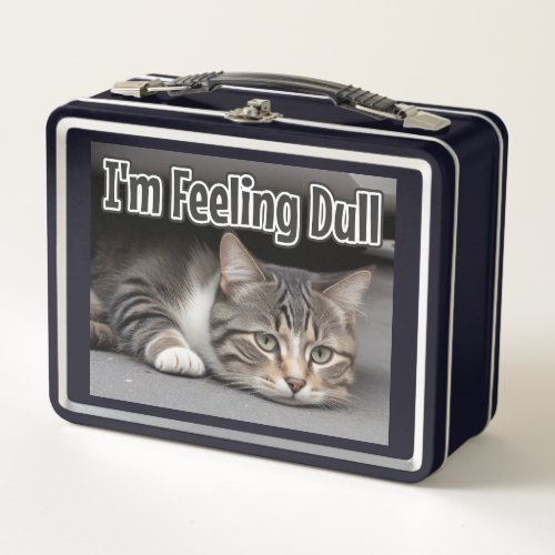 AI_Generated Cat 01 Im feeling dull Metal Lunch Box