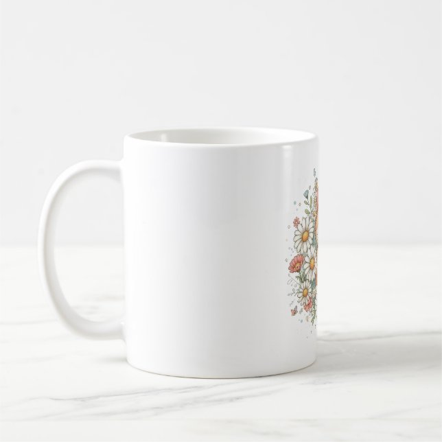 ai generated cat flowers coffee mug (Left)
