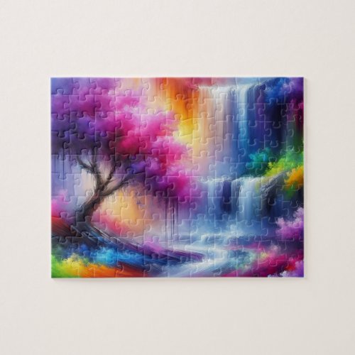 AI Generated Colorful Abstract Landscape Painting Jigsaw Puzzle