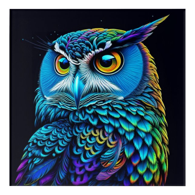 Ai generated Colorful Owl  Acrylic Print (Front)
