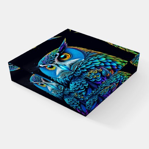 Ai generated Colorful Owl  Paperweight