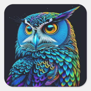 Ai generated Colorful Owl  Square Sticker