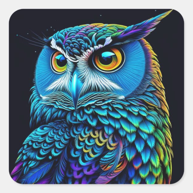 Ai generated Colorful Owl  Square Sticker (Front)