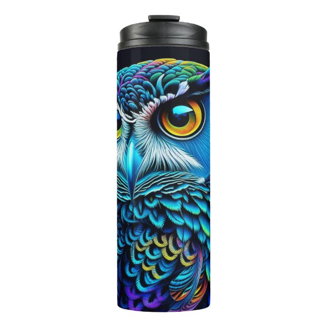 Ai generated Colorful Owl  Thermal Tumbler (Front)