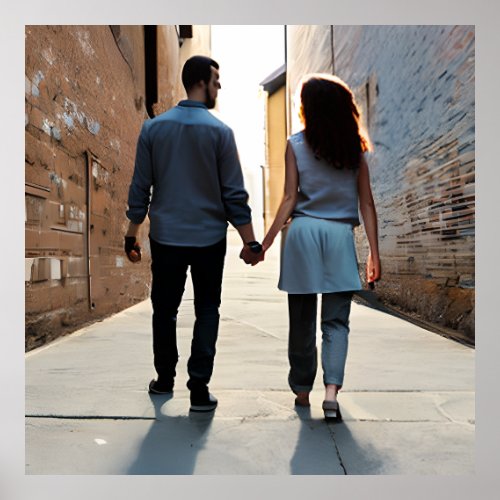 AI Generated Couple Holding Hands  Poster