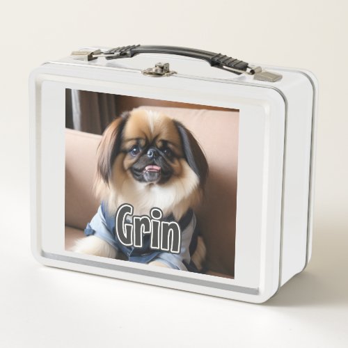AI_Generated Dog 01 Grin Metal Lunch Box