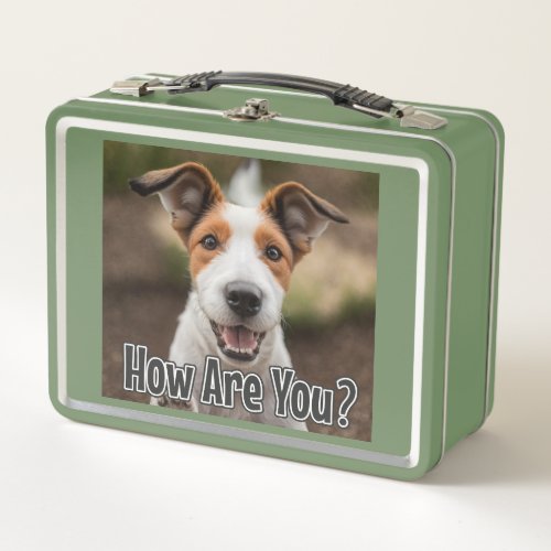 AI_Generated Dog 01 How are you Metal Lunch Box