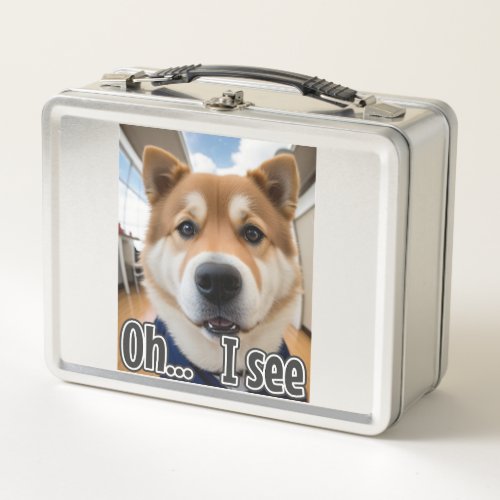 AI_Generated Dog 01 Oh I see Metal Lunch Box
